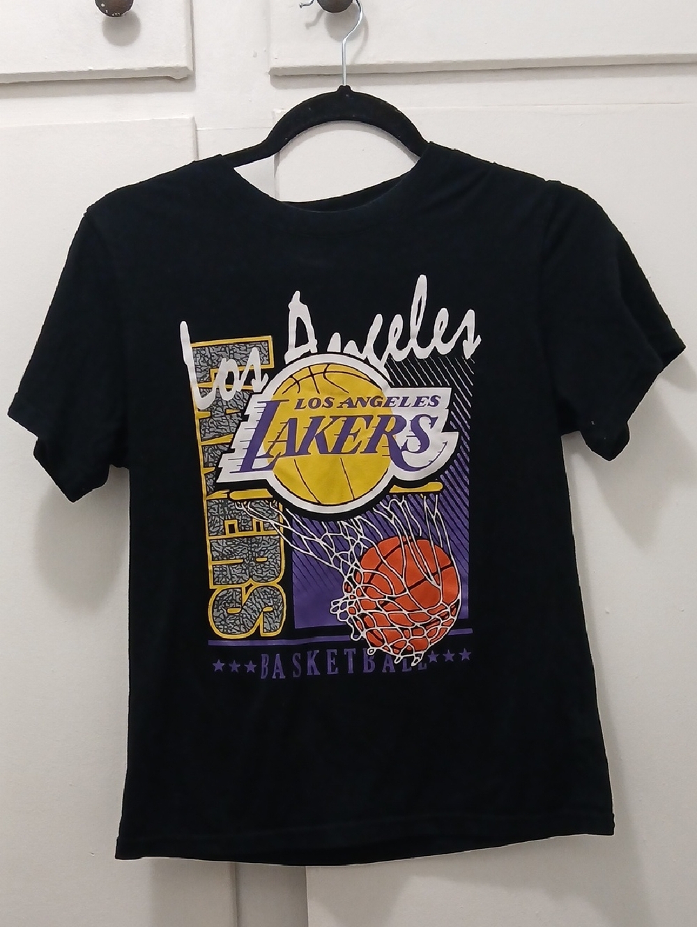 NBA Los Angeles Lakers Black Graphic Kids Tee with Yellow & Purple Logo